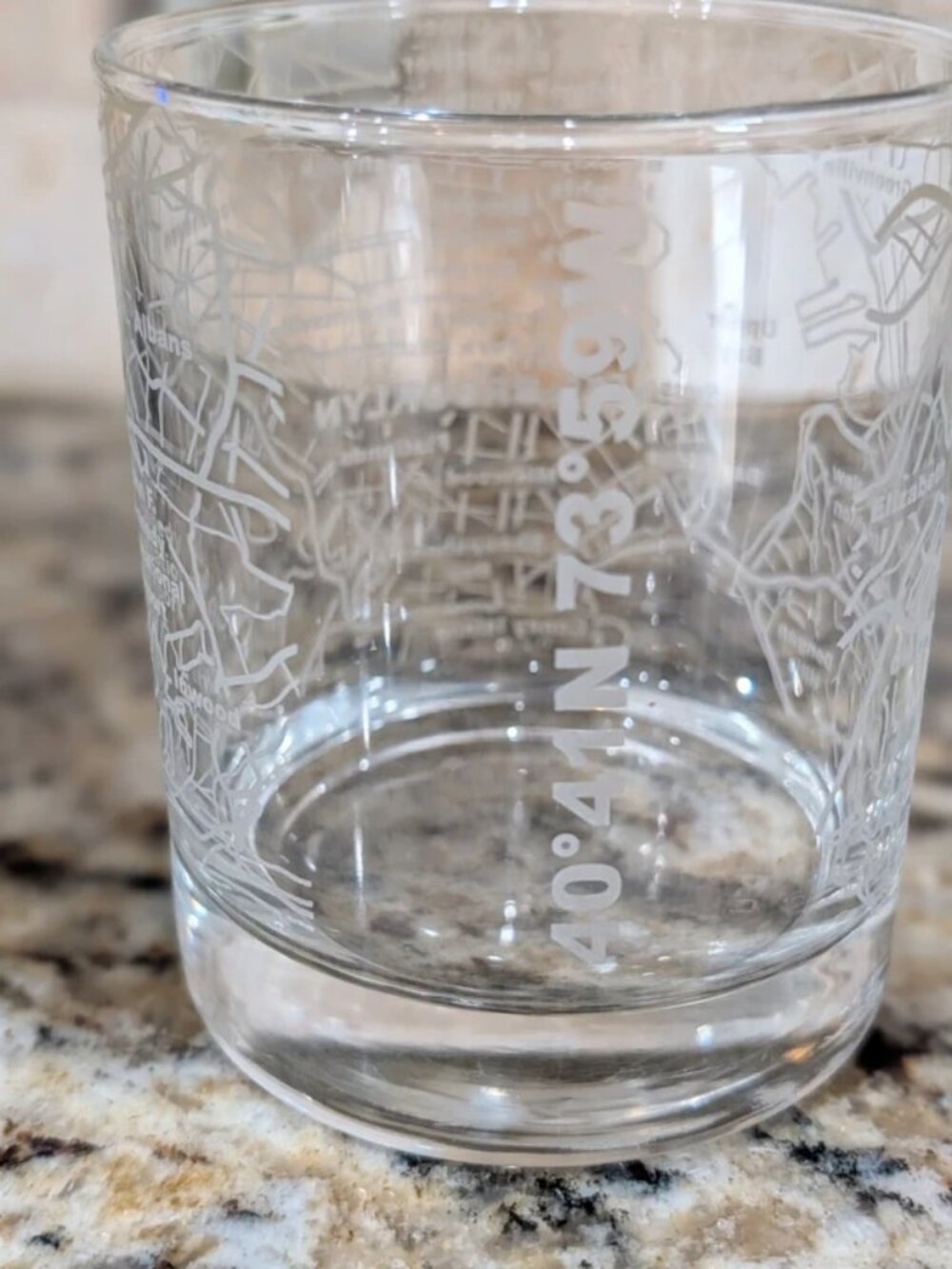 Brooklyn New York map etched rocks whiskey bourbon glass cocktail barware